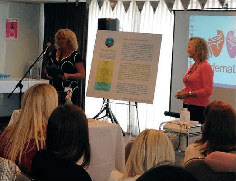 Mary and Julie at Lipoedema Ladies Conference presenting on the benefits of Deep Oscillation for Lipoedema to delegates 2013 in Leeds